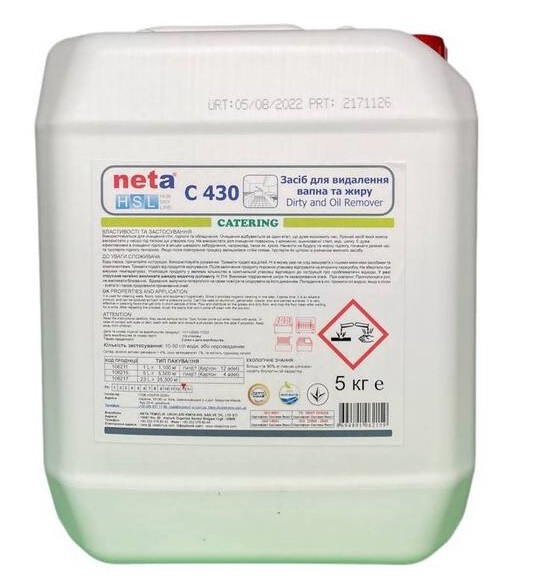 Концентрат 1:10 для видалення липкого жиру та бруду з різного типу поверхонь, C 430, NETA, 5 кг